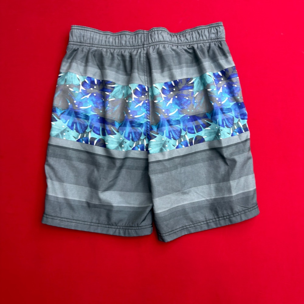 Speedo Mens Grey Blue Tropical Monstera Leaf Print Board Shorts Swim Trunks 30 - Picture 2 of 7